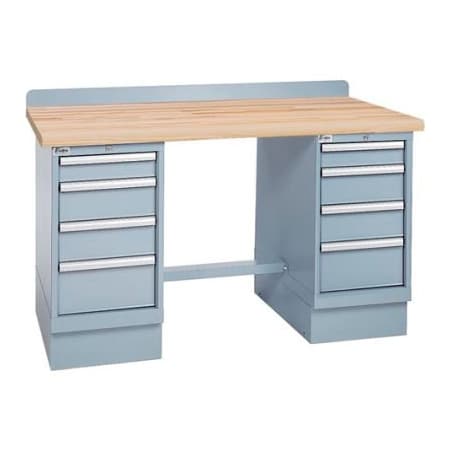 Lista International Technical Workbench w/4 Drawer Cabinets, Butcher Block Top - Gray XSTB60-60BT/LG